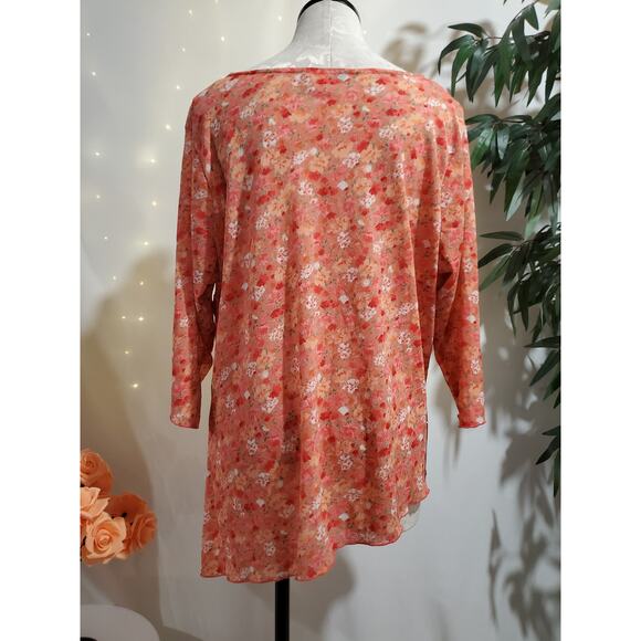 Vtg Y2K Self Esteem Womens Lace Trim Sequin Asymmetrical Babydoll Top 2X Fairy - Picture 3 of 10